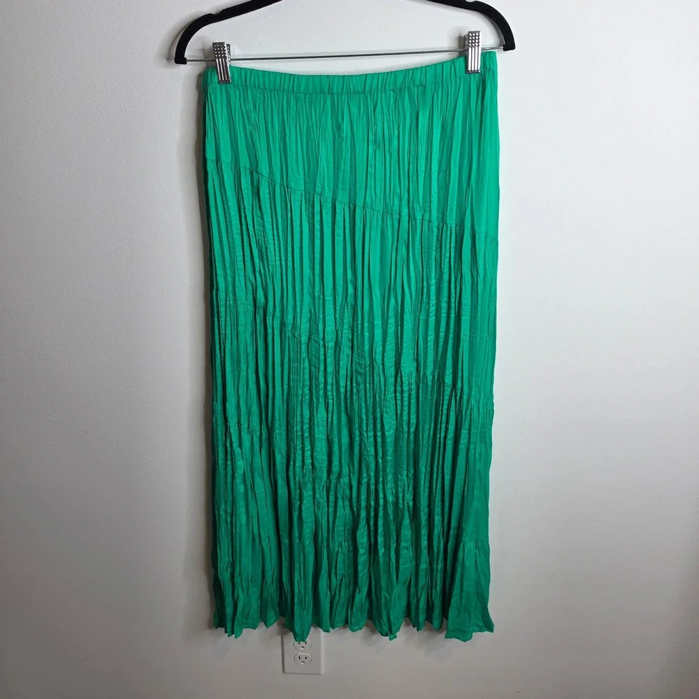 Chico's Crinkle Pleated Maxi Skirt Womens 1 (Medium)